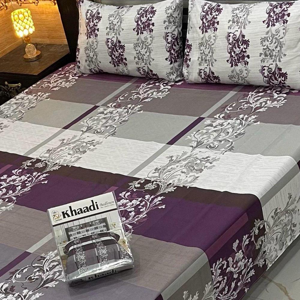 3 pcs Cotton Printed Double Bedsheet